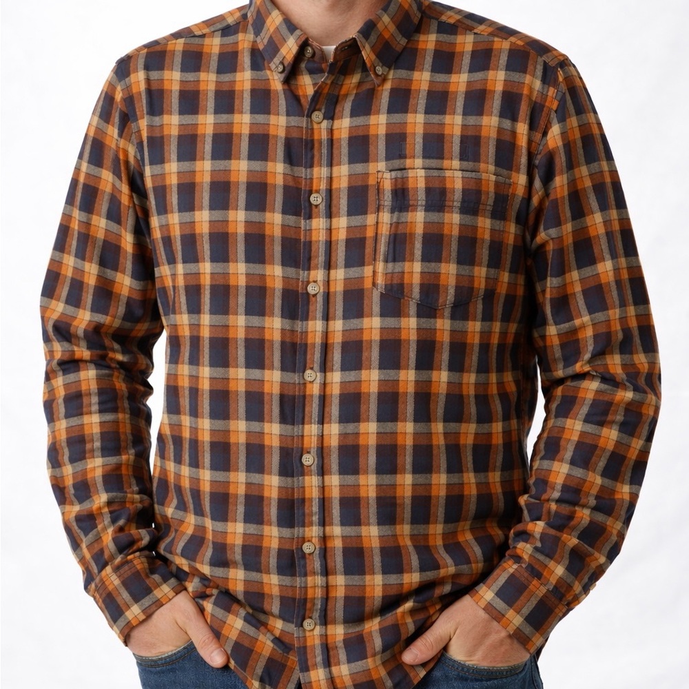 Marmot Fairfax Flannel Shirt Men’s XXL Plaid Midweight Copper Plaid Casual 2XL